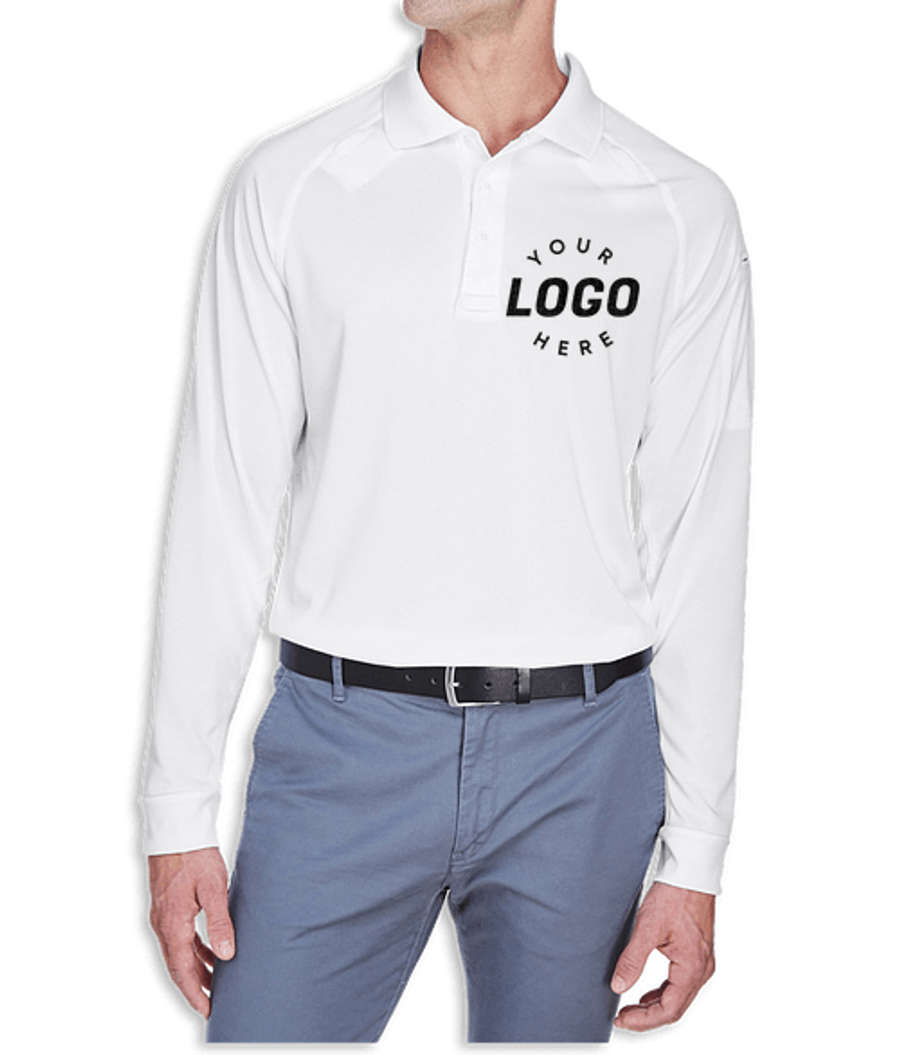Harriton Advantage Tactical Long Sleeve Performance Polo in White