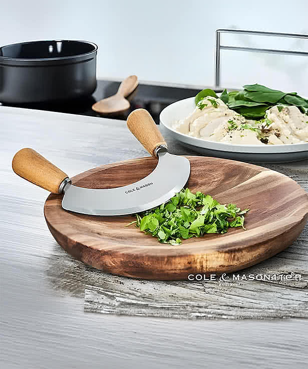 Cole & Mason Ashden Herb Mezzaluna w/Chopping Board
