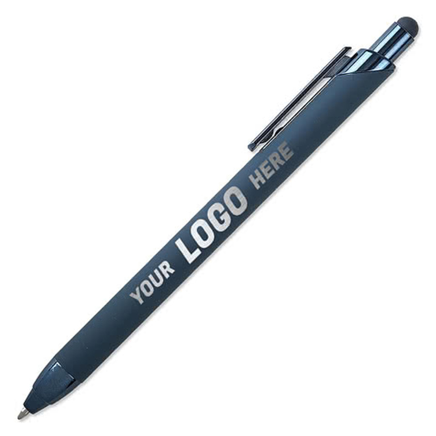 Laser Engraved Mojave Comfort Stylus Pen (black ink) in Gunmetal Gray