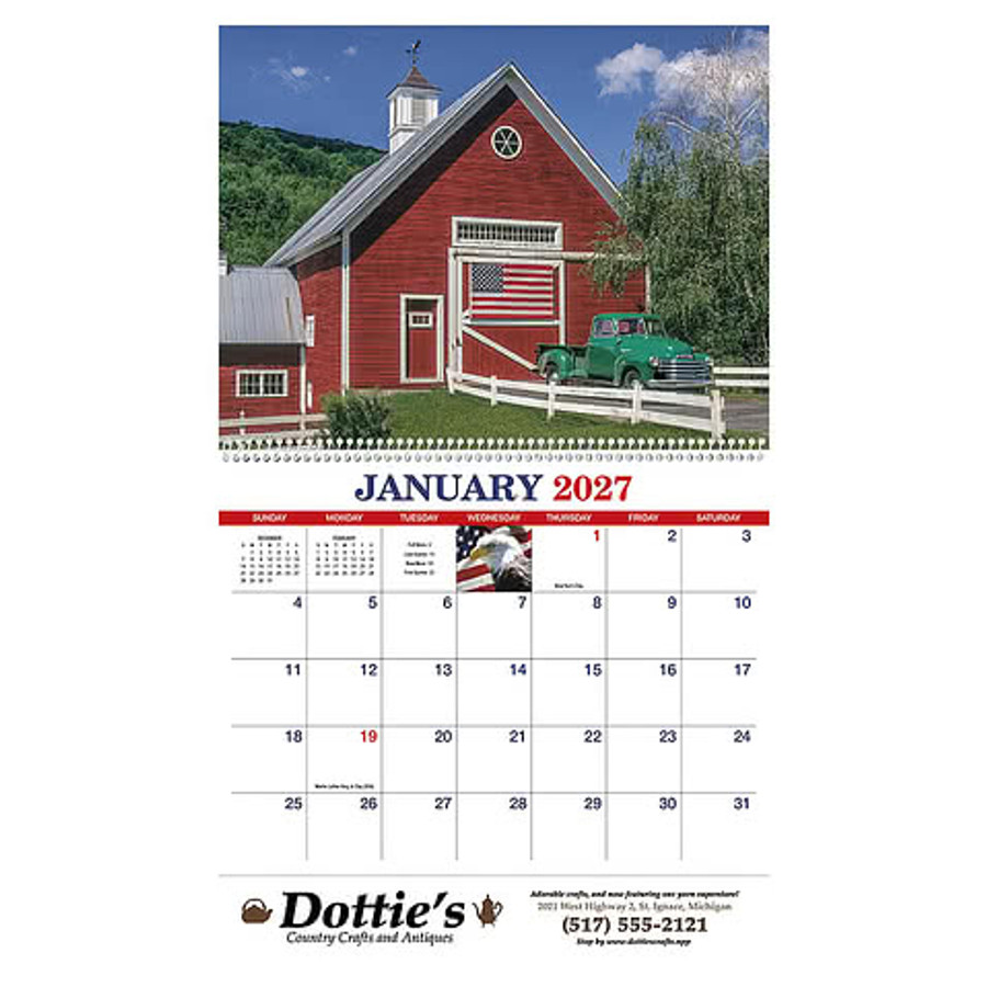 Full Color America Spiral Wall Calendar in America -Spiral.2026