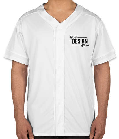 Augusta Slugger Full Button Baseball Jersey - White / White