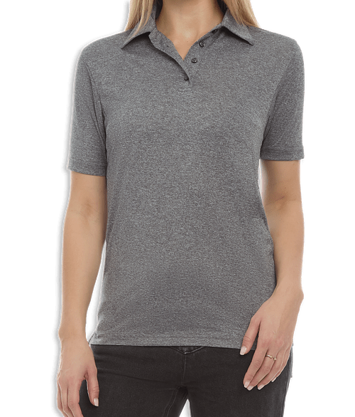Blue Generation Women's BLU-X-DRI Heathered Performance Polo - Embroidered in Heather Grey
