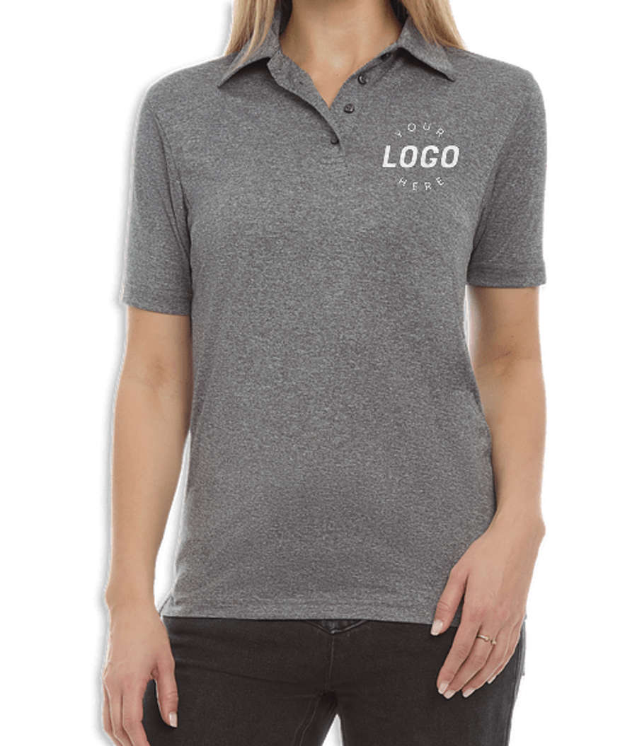 Blue Generation Women's BLU-X-DRI Heathered Performance Polo - Embroidered in Heather Grey