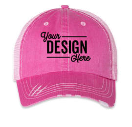 Mega Cap Herringbone Trucker Hat - Color: Fuchsia / Pink