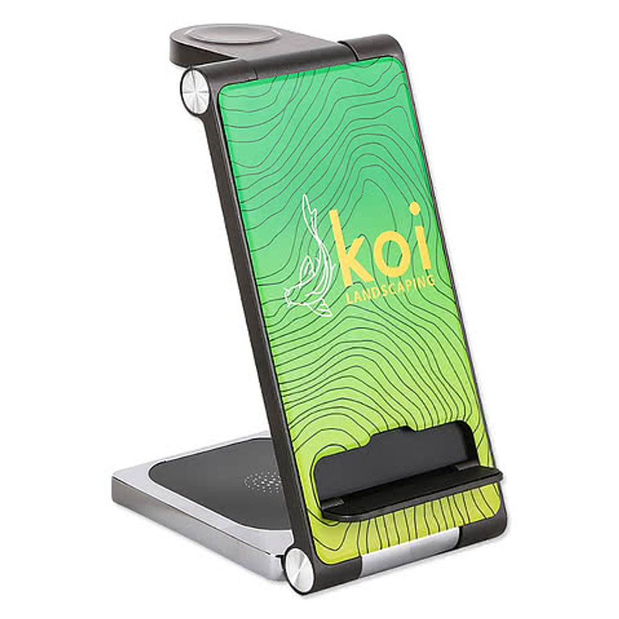 Full Color 3-in-1 Tri-Fold 15W Portable Wireless Charging Stand in Maroon