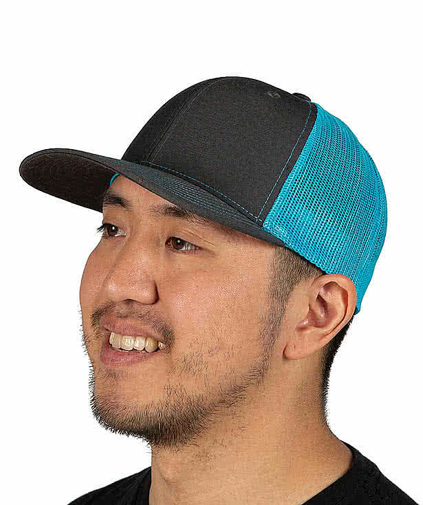 Richardson Snapback Trucker Hat - Rectangle Faux Leather Patch - Laser Engraved
