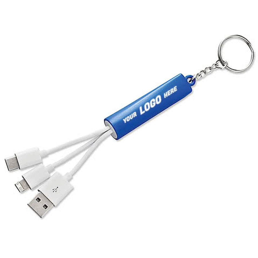 Laser Engraved Route Light Up Logo 3-in-1 Charging Cable in Black