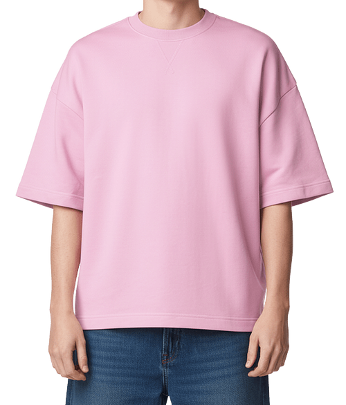 American Apparel Heavyweight French Terry T-shirt in Powder Pink