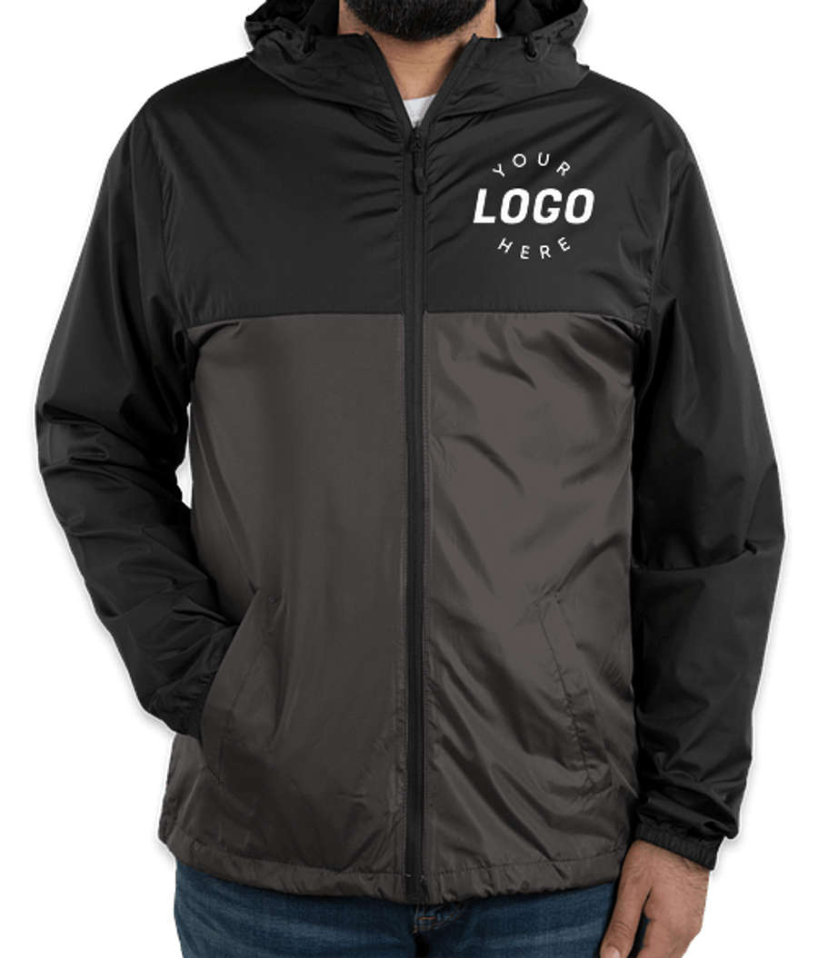 Independent Trading Colorblock Lightweight Full Zip Jacket in Black / Graphite