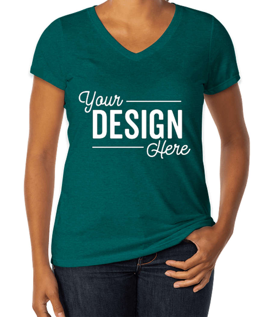 District Women's Tri-Blend V-Neck T-shirt in Heathered Teal