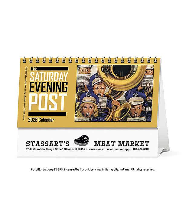 Full Color The Saturday Evening Post Spiral Monthly Desk Calendar