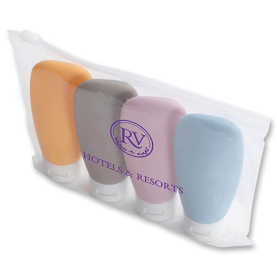 Continental 4-Bottle Travel Set in Zippered Pouch