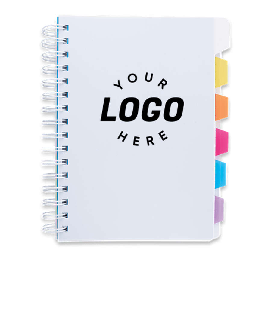 Spiral Notebook with Tabs in White