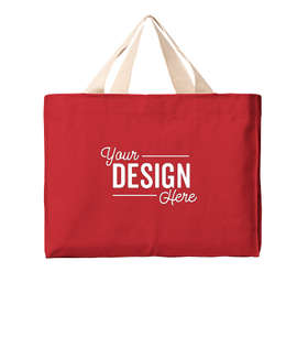 Bayside USA-Made Medium Gusseted 100% Cotton Canvas Tote - Color: Red