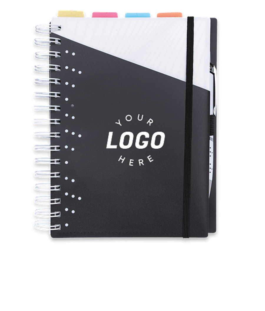 Souvenir Plastic Cover Notebook with Vertex Pen in Black