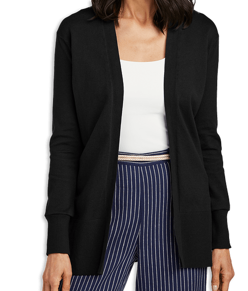 Brooks Brothers Women’s Cotton Stretch Long Open Cardigan in Deep Black