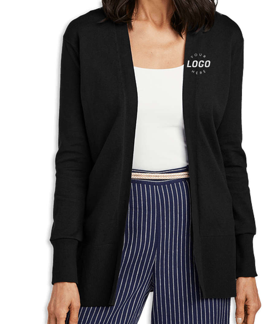 Brooks Brothers Women’s Cotton Stretch Long Open Cardigan in Deep Black