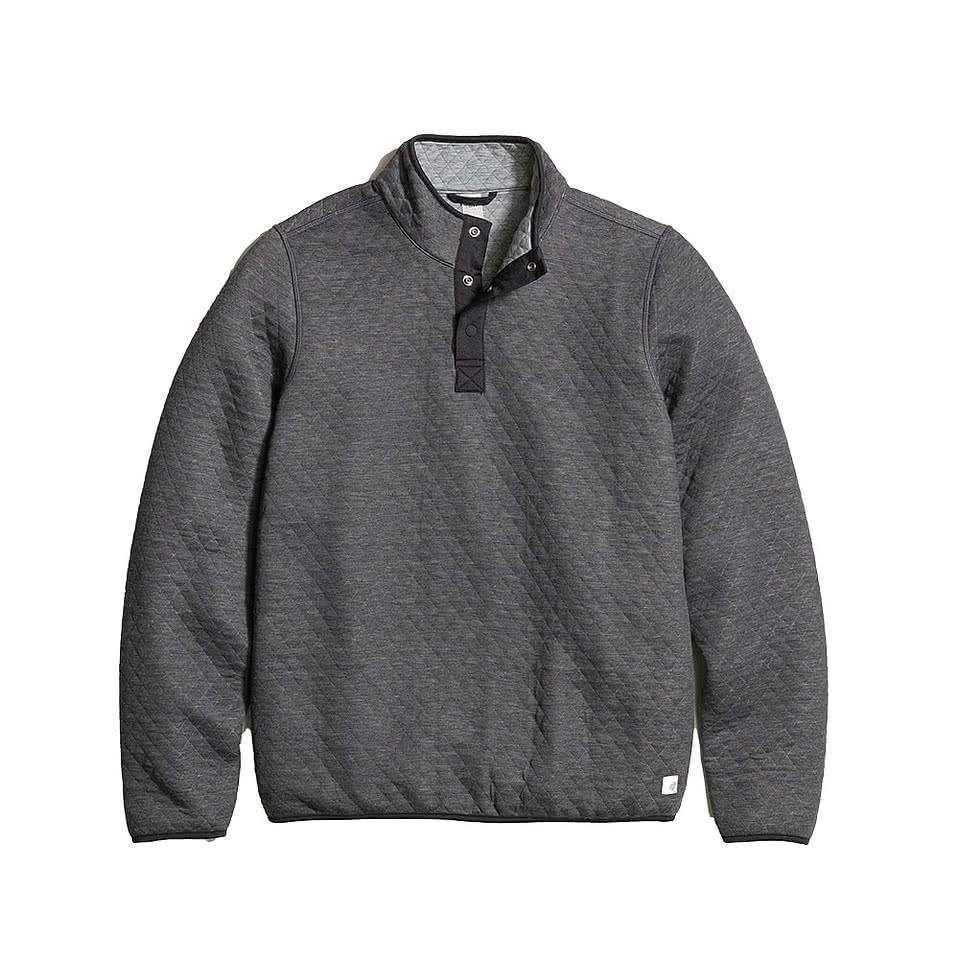 Marine Layer Corbet Quilted Snap Pullover - Faux Leather Patch