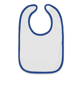 Rabbit Skins Contrast Trim Premium Jersey Baby Bib - Color: White / Royal