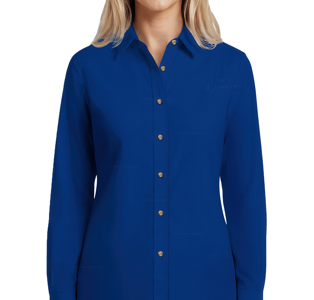 Blue Generation Women's Scotchgard Long Sleeve Dress Shirt - Printed-default
