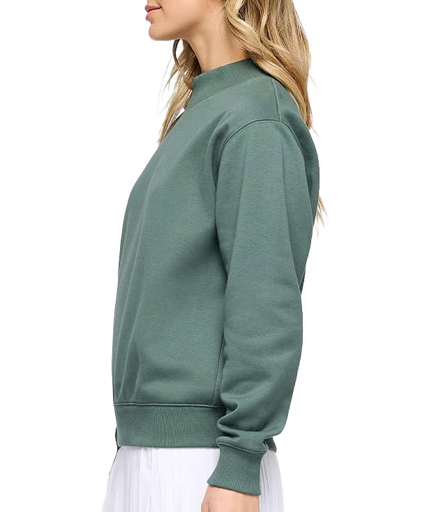 Live & Tell by LAT Mock Neck Fleece Crewneck Sweatshirt