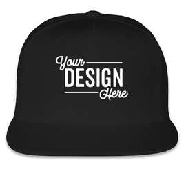 Yupoong Flat Bill Snapback Hat - Color: Black