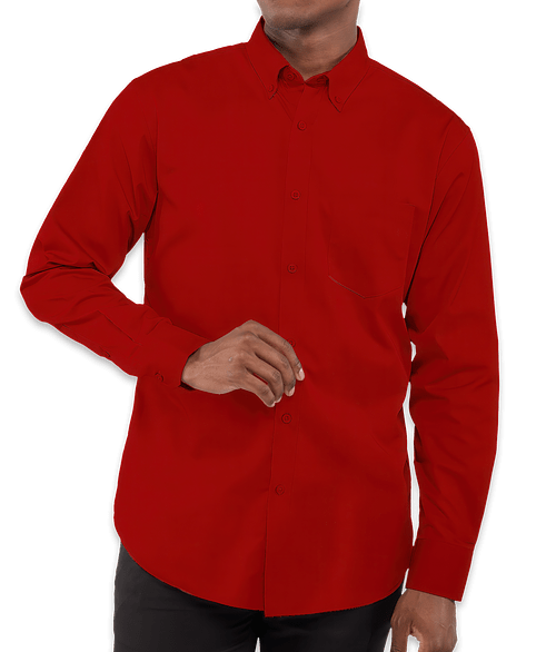 Elevate Wilshire Twill Long Sleeve Dress Shirt in Team Red