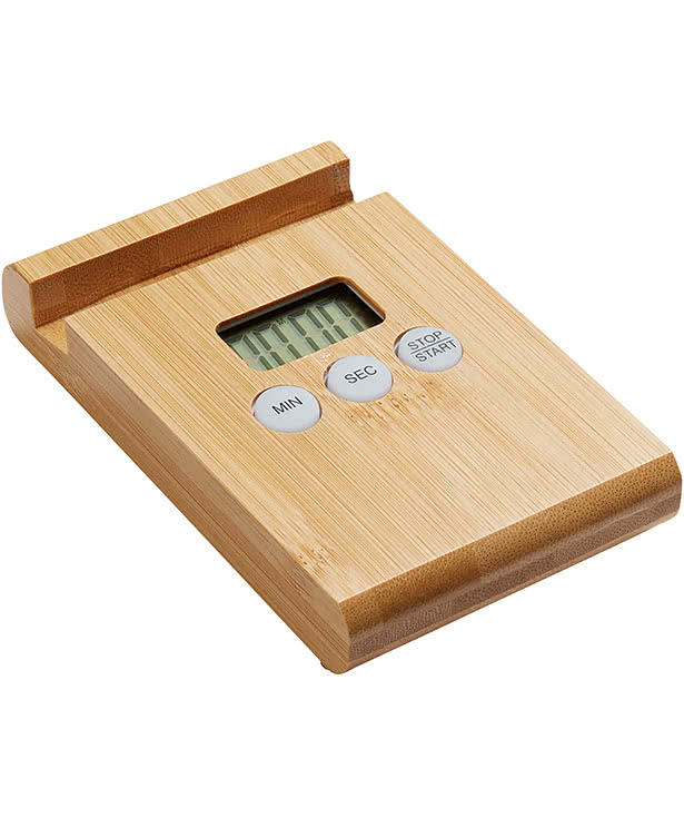 Laser Engraved Home & Table Bamboo Timer and Phone Stand