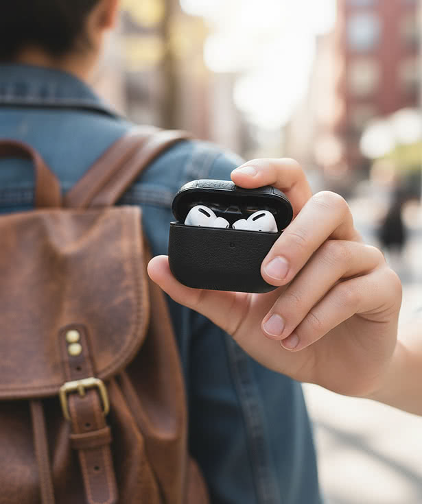 Leatherette Earbuds Charging Case