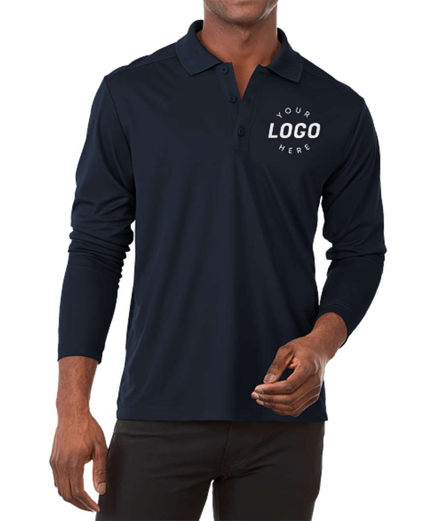 Elevate Mori Long Sleeve Performance Polo in Navy