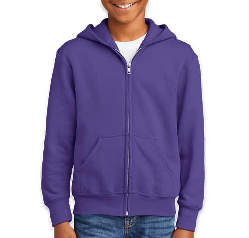 Port & Company Youth Core Zip Hoodie in Purple