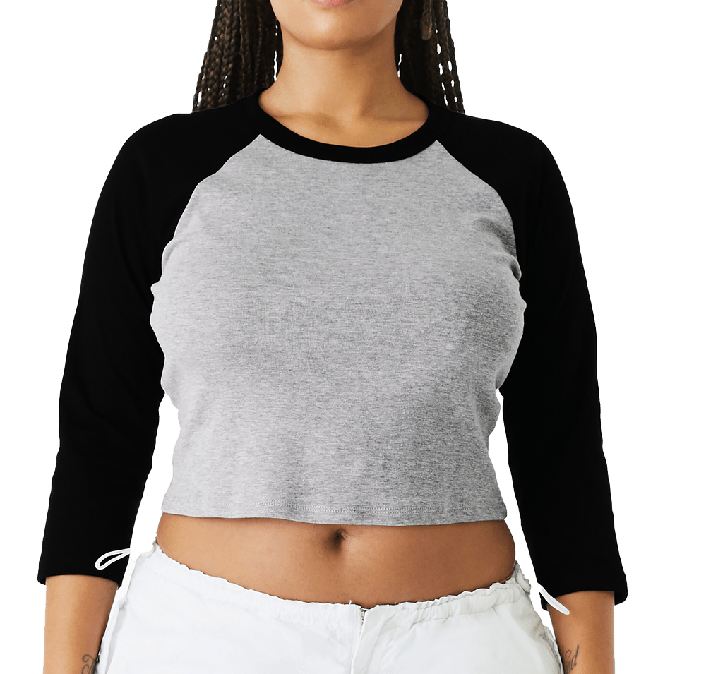 Bella + Canvas Women's Micro Rib 3/4 Raglan Cropped T-shirt-default