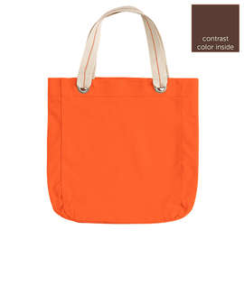 Port Authority Garment Washed Cotton Canvas Contrast Tote Bag - Color: Bright Orange