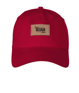 Ahead Largo Washed Twill Baseball Hat with Tan Rectangle Patch - Color: University Cardinal
