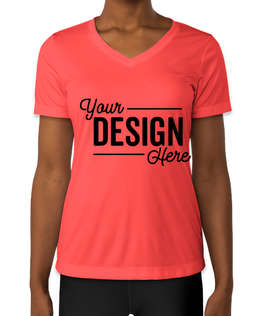Sport-Tek Women's Competitor V-Neck Performance Shirt - Color: Hot Coral
