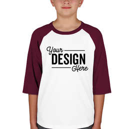 Sport-Tek Youth Raglan T-shirt - Color: White / Maroon