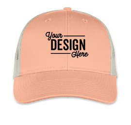 Port Authority Low Profile Trucker Hat - Color: Soft Coral / Ecru