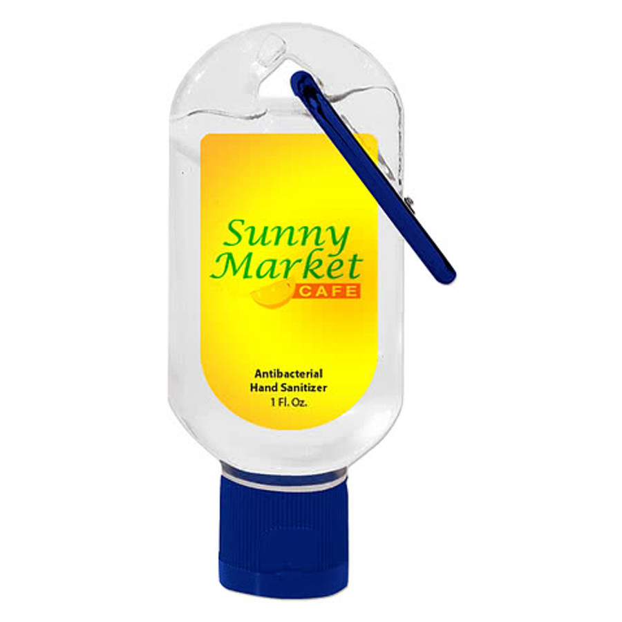 Full Color 1 oz. Hand Sanitizer with Carabiner in Translucent White
