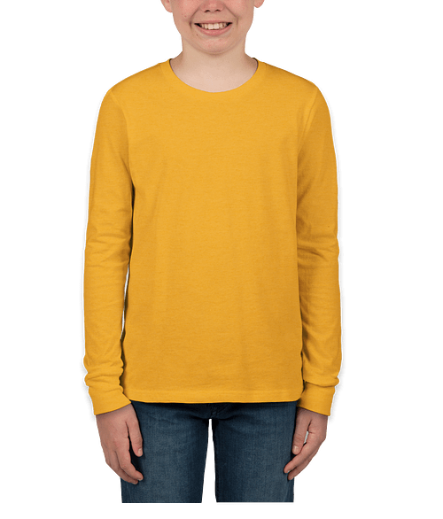 Bella + Canvas Youth Long Sleeve Jersey T-shirt in Heather Yellow Gold