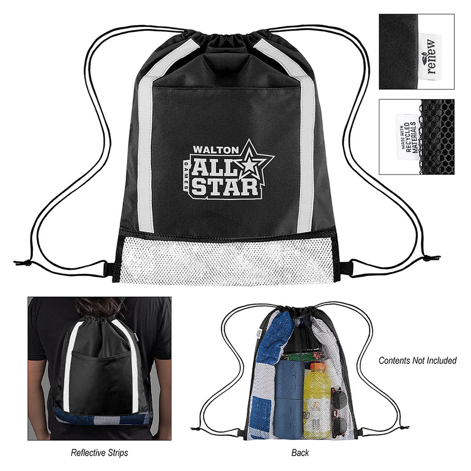 Game Time Recycled Reflective Drawstring Bag