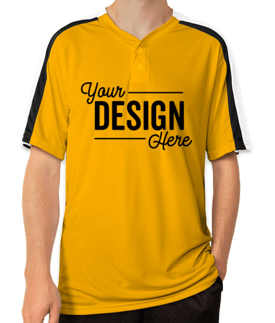 Augusta Colorblock Baseball Henley in Gold / White / Black