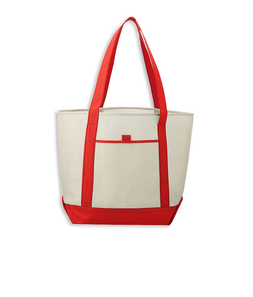 Lighthouse Medium Non-Woven Pocket Tote Bag in Red