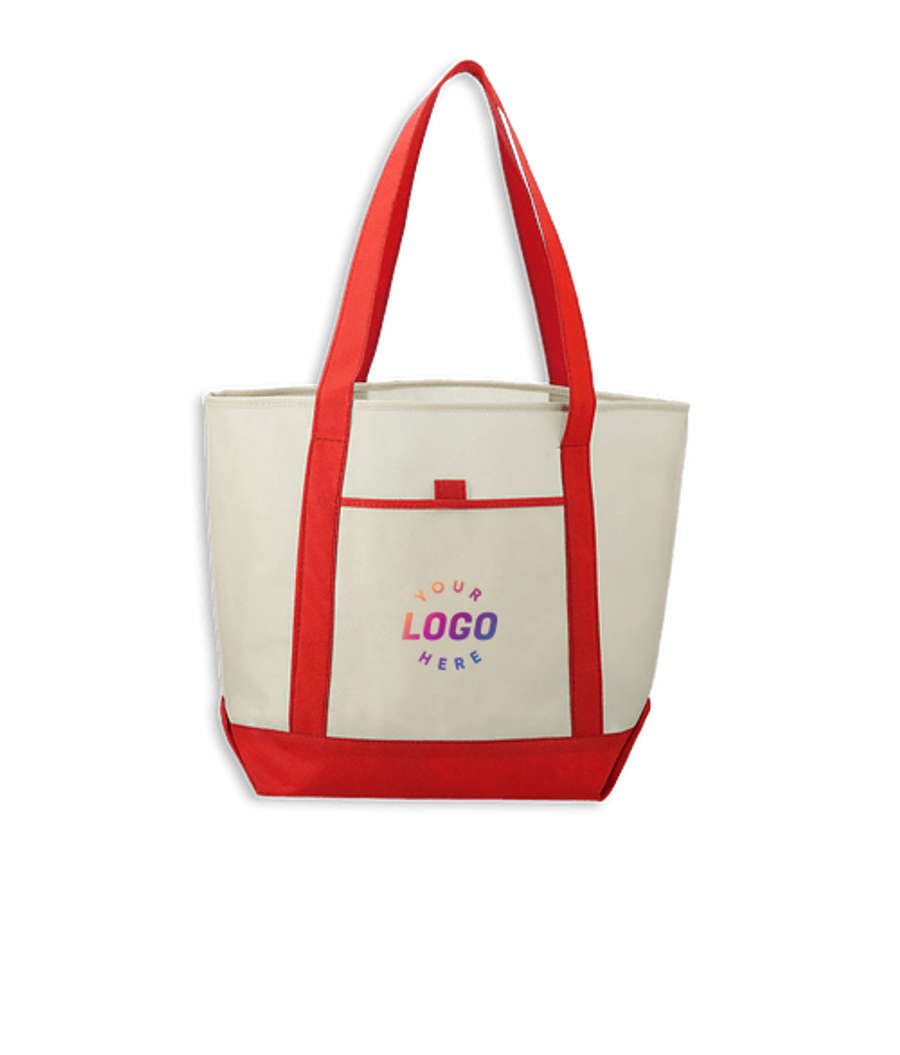 Lighthouse Medium Non-Woven Pocket Tote Bag in Red