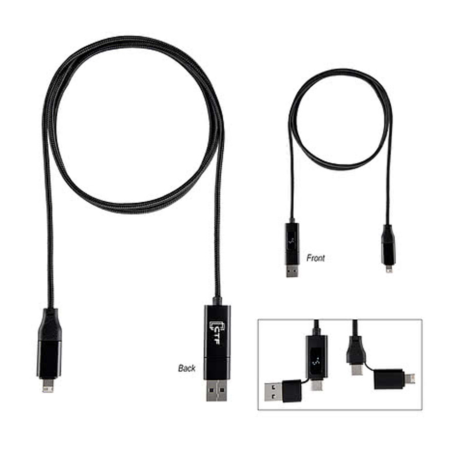 Dual Input 100W Fast Charging Cable in BLACK