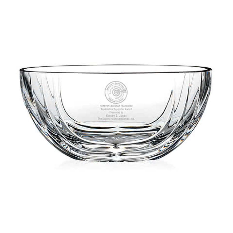 Laser Engraved Mario Cioni Large Sculpted Oval Bowl in Clear