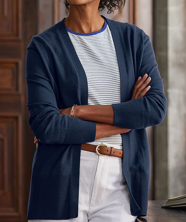 Brooks Brothers Women’s Cotton Stretch Long Open Cardigan