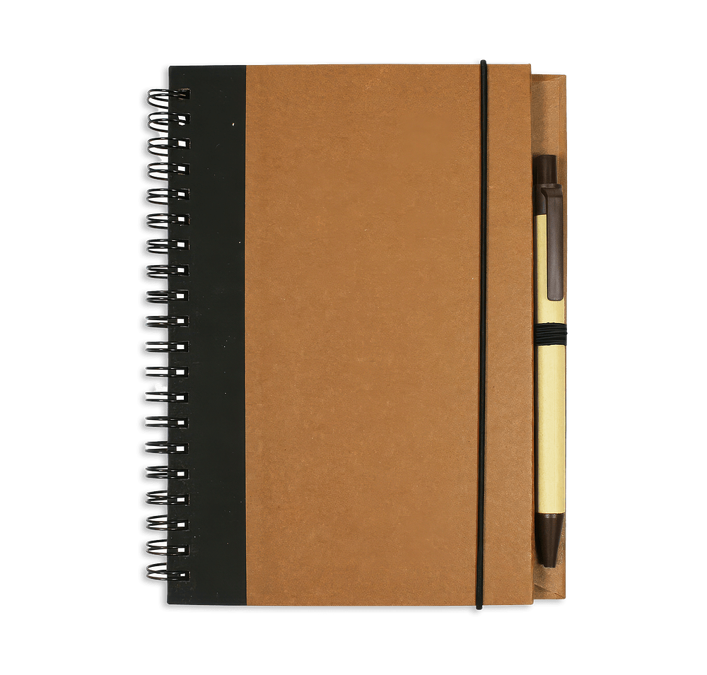 Full Color Contrast Paperboard Hard Cover Spiral Notebook with Pen-default