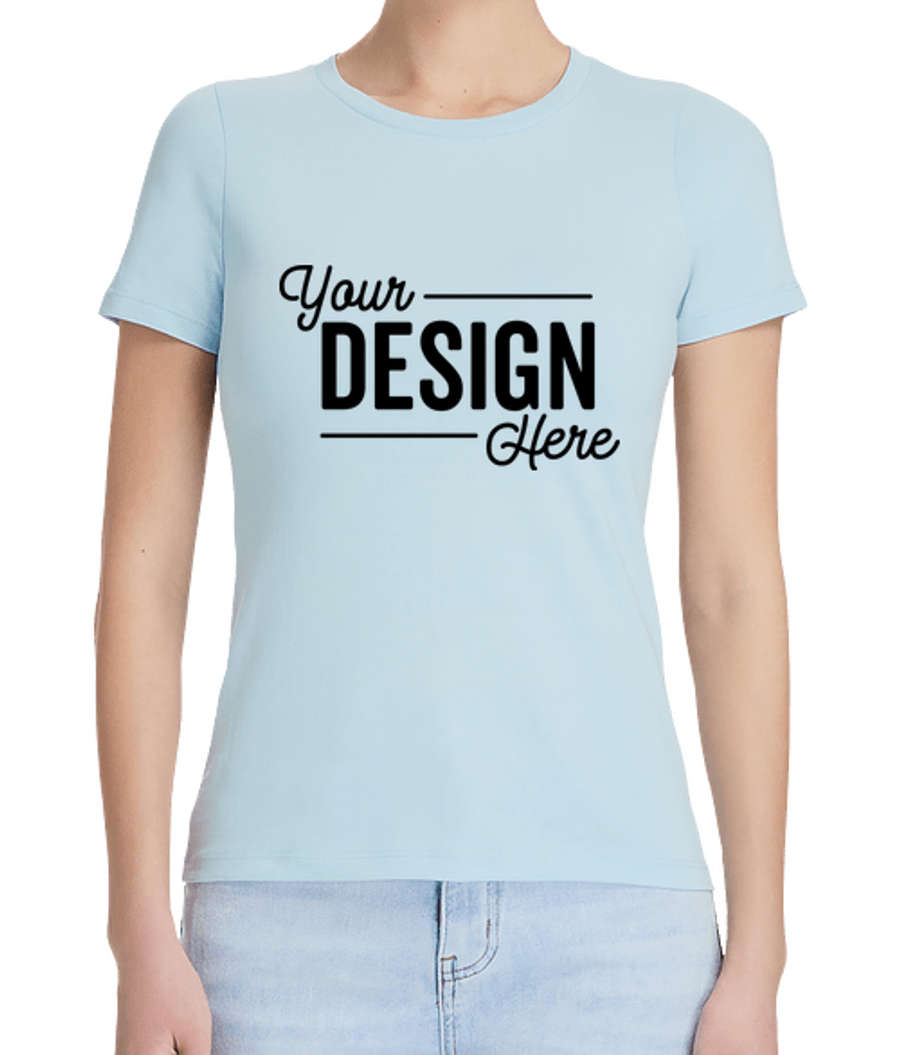 Lane Seven Women's Reactive-Dyed Crewneck T-shirt in Baby Blue