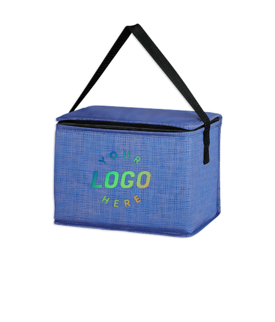 Crosshatch Non-Woven 8 Can Lunch Bag in Blue
