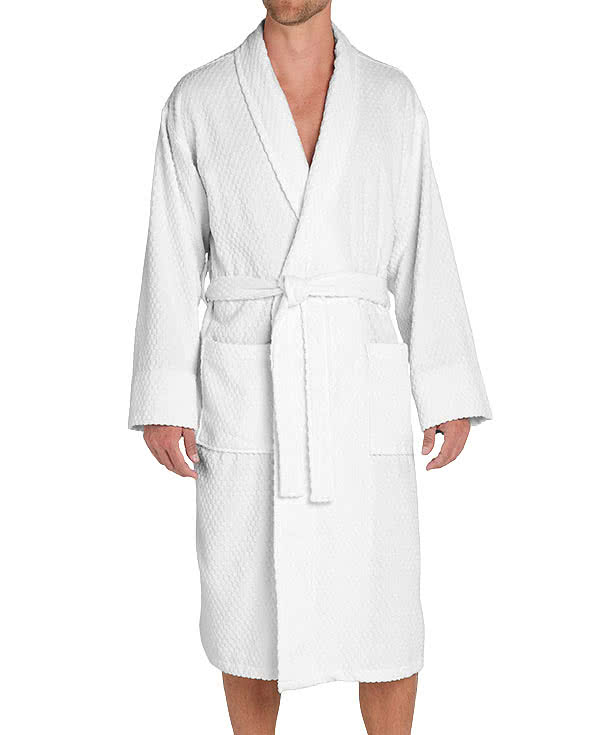 Port Authority Checkered Terry Shawl Collar Robe